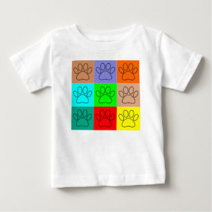 Cute Puppy Paws In Squares Baby T-Shirt