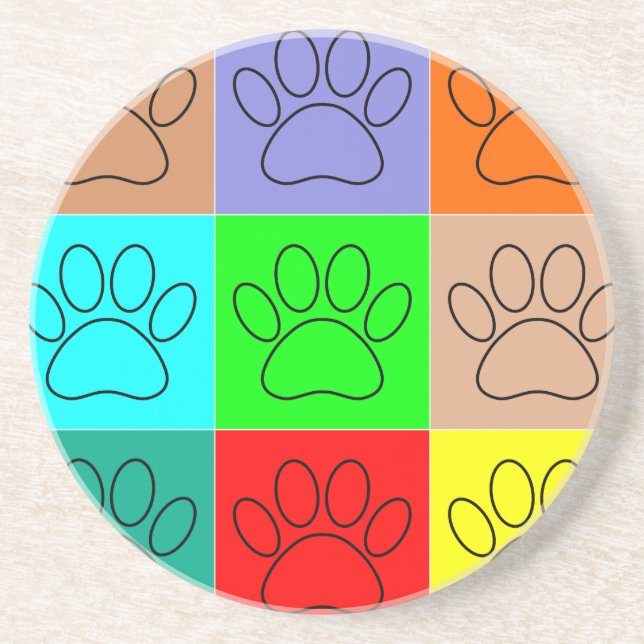 Cute Puppy Paws In Squares Coaster (Front)