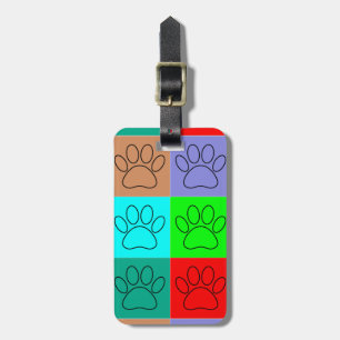 Cute Puppy Paws In Squares Luggage Tag