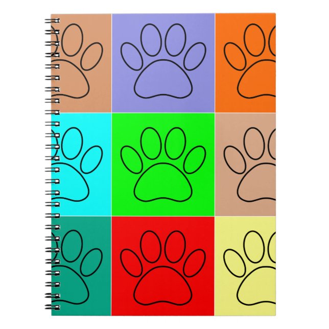 Cute Puppy Paws In Squares Notebook (Front)