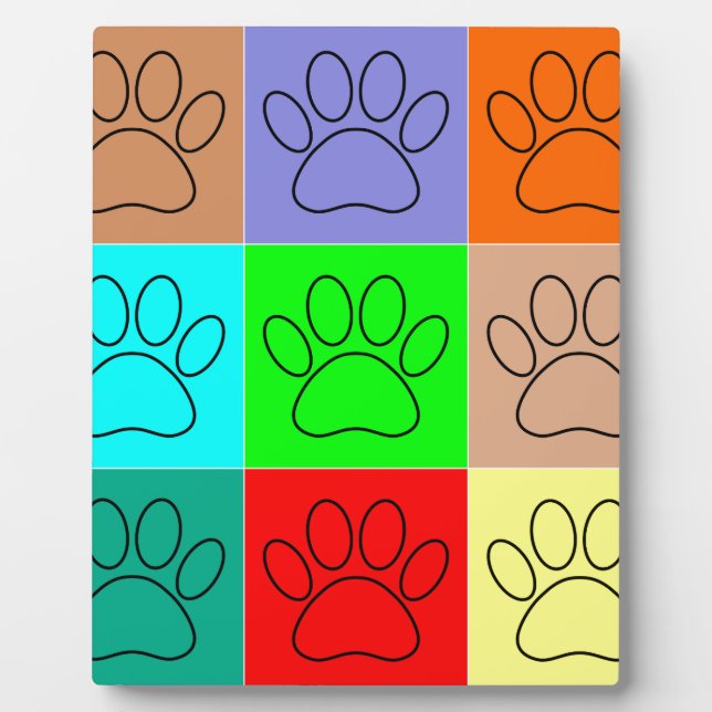 Cute Puppy Paws In Squares Plaque (Front)