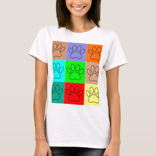 Cute Puppy Paws In Squares T-Shirt