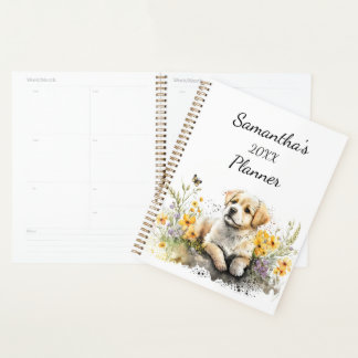 Cute Puppy Personalized Yearly  Planner