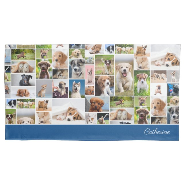 Cute Puppy Photo Montage Adorable Dog Pillowcase (Front)