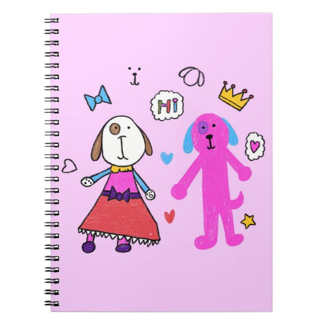 Cute Puppy Pink Spiral Photo Notebook (Front)