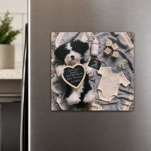 Cute Puppy plushie Pregnancy Announcement Magnet