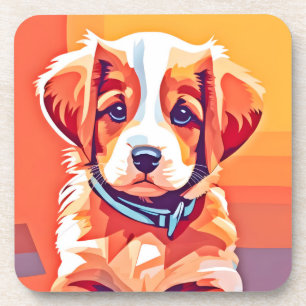 Cute Puppy Pop Art Coaster