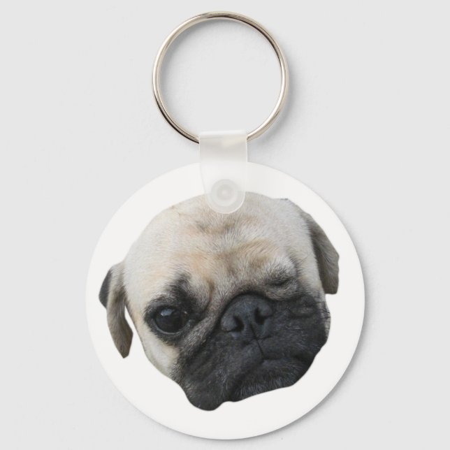 Cute Puppy Pug Dog Friend ... かわいい 子犬 Keychain (Front)