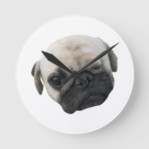 Cute Puppy Pug Dog Friend ... かわいい 子犬 Round Clock