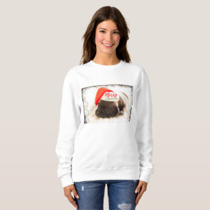 Cute Puppy Pug in a Red Santa Hat Christmas Sweatshirt