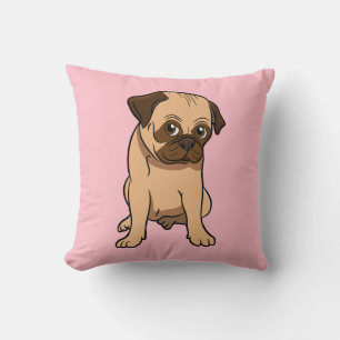 Cute Puppy Rescue Mom Dog Love Pink Pug Throw Pillow