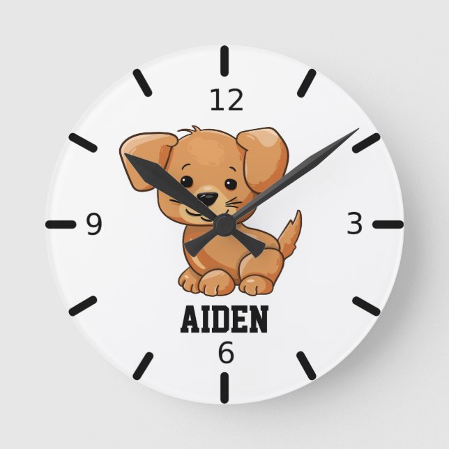 Cute Puppy Round Clock (Front)