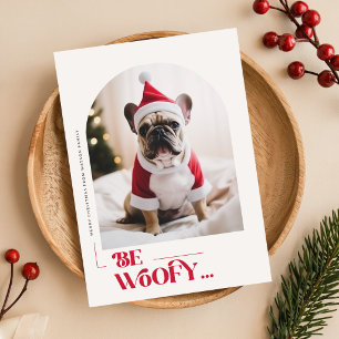 Cute Puppy Santa Hat Dog Photo Christmas Holiday Postcard