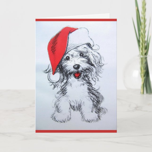 Cute Puppy Santa Sketch Card (Front)