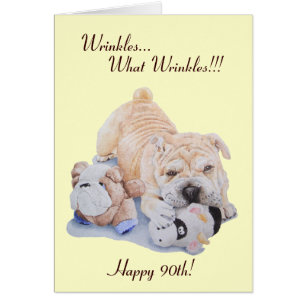 Cute puppy shar pei dog and teddy funny 90th