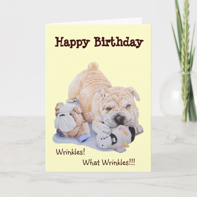 Cute puppy shar pei dog and teddy funny birthday card (Front)