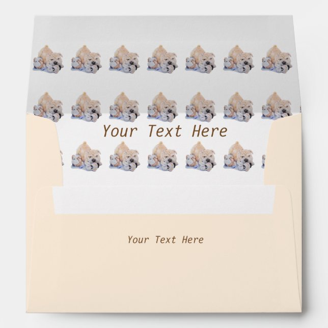 Cute puppy shar pei portrait with teddy bears art envelopes (Back (Bottom))