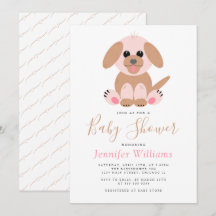 Cute Puppy Simple Personalized Neutral Baby Shower