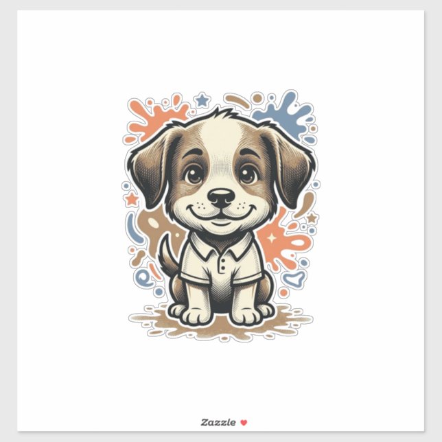 Cute Puppy Splash Engraving Vector Design_1 (Sheet)