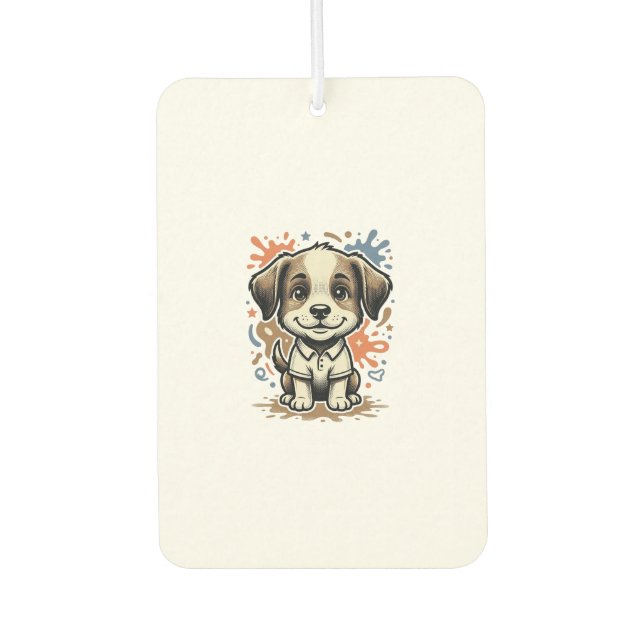 Cute Puppy Splash Engraving Vector Design_1 Air Freshener (Front)