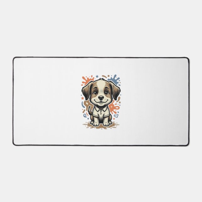 Cute Puppy Splash Engraving Vector Design_1 Desk Mat (Front)