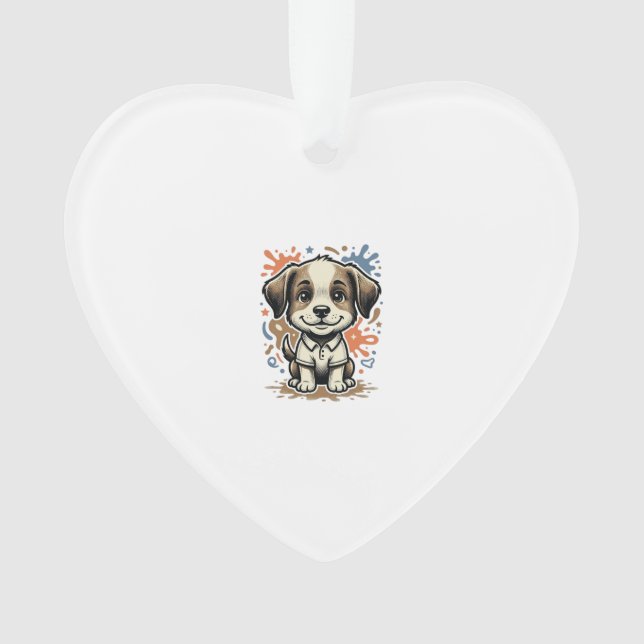 Cute Puppy Splash Engraving Vector Design_1 Ornament (Front)