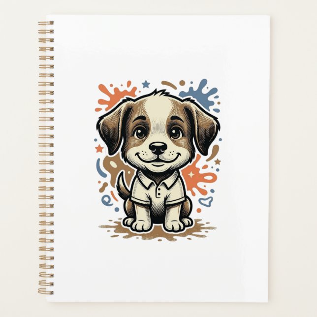 Cute Puppy Splash Engraving Vector Design_1 Planner (Front)