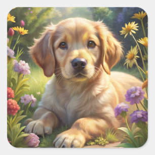 Cute Puppy Square Sticker