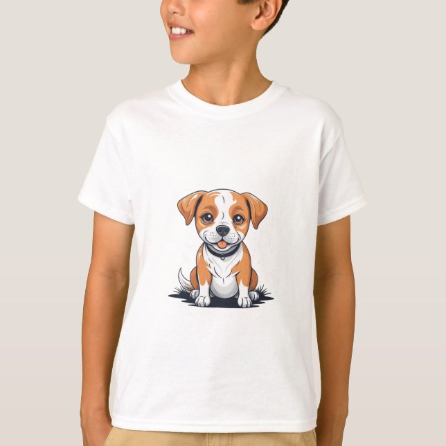 Cute Puppy T-Shirt for Kids - Adorable Graphic Tee (Front)