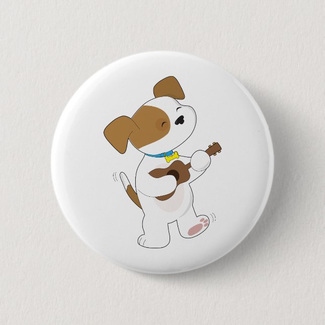 Cute Puppy Ukulele 2 Inch Round Button (Front)