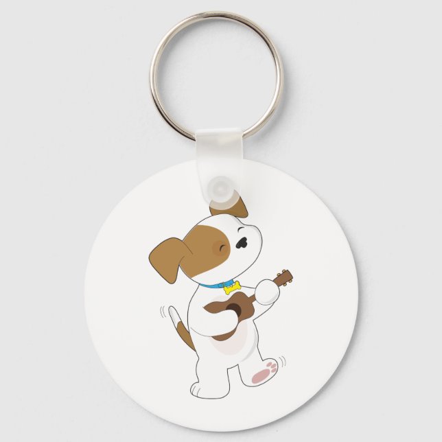 Cute Puppy Ukulele Keychain (Front)