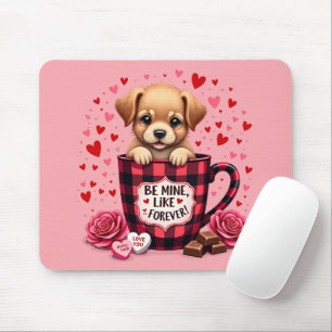 Cute Puppy Valentine Buffalo Plaid Aesthetic Mug Mouse Pad