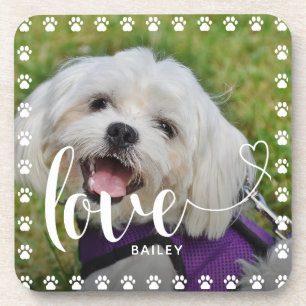 Cute Puppy Valentines Day Pet Puppy Dog Photo Coaster