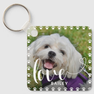 Cute Puppy Valentines Day Pet Puppy Dog Photo Keychain