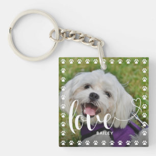 Cute Puppy Valentines Day Pet Puppy Dog Photo Keychain