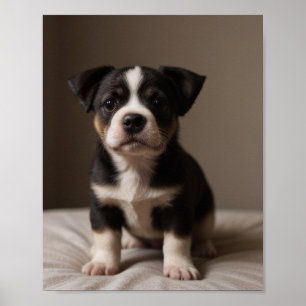Cute Puppy Wall Art Print – Adorable Dog Portrait 