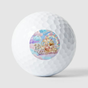 Cute Puppy Wedding Fairytale Carriage Golf Balls