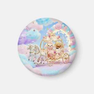 Cute Puppy Wedding Fairytale Carriage Magnet