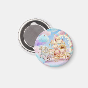 Cute Puppy Wedding Fairytale Carriage Magnet