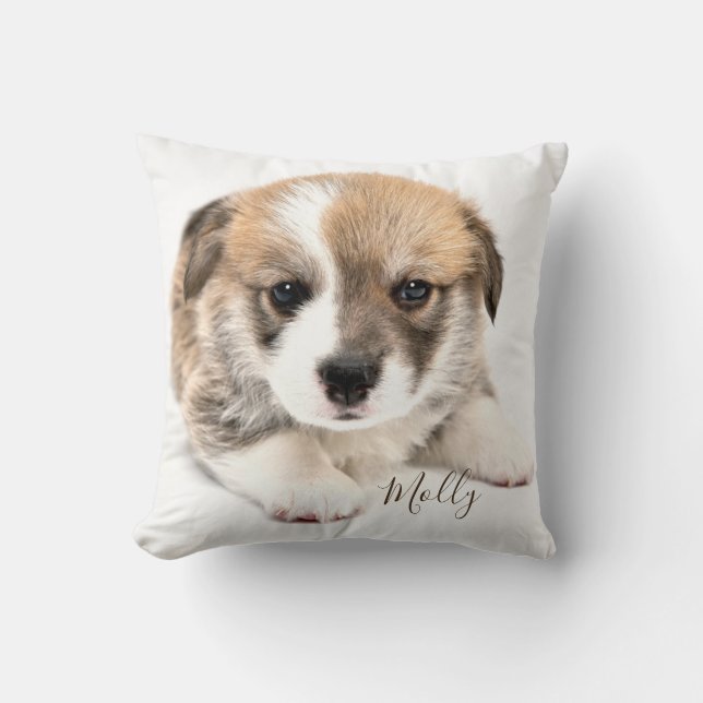 Cute Puppy Welsh Corgi Throw Pillow (Front)