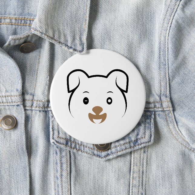 Cute Puppy Wink 4 Inch Round Button (In Situ)