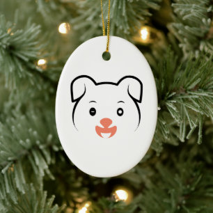 Cute Puppy Wink Ceramic Ornament