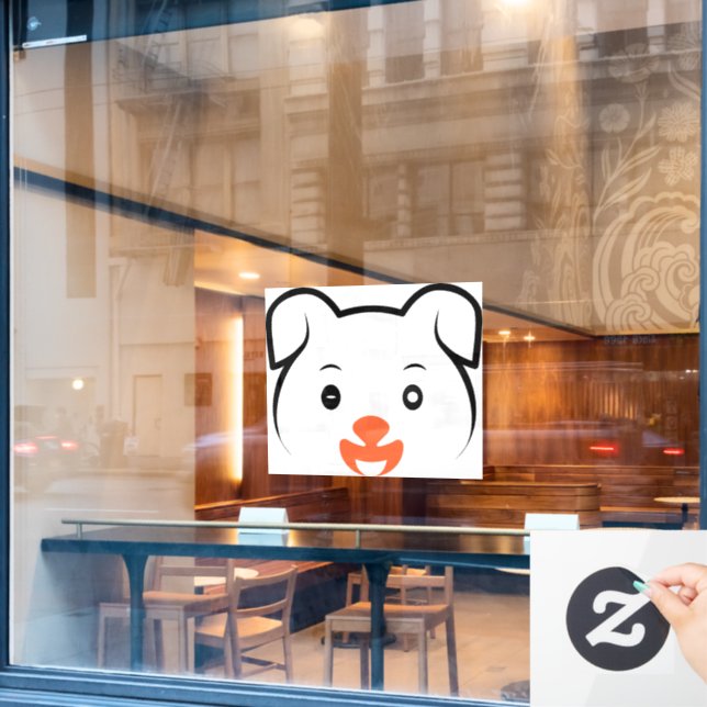 Cute Puppy Wink Window Cling (Cafe Window)