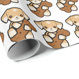 Cute Puppy With A Bone Wrapping Paper