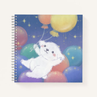 Cute Puppy with Balloons & Stars Notebook