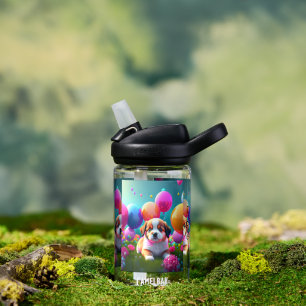 Cute puppy with balloons - sweet water bottle