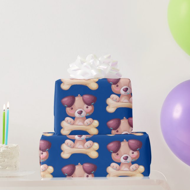 Cute Puppy with Bone Wrapping Paper (Party Gifts)