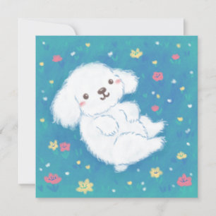 Cute Puppy with Flowers Invitation