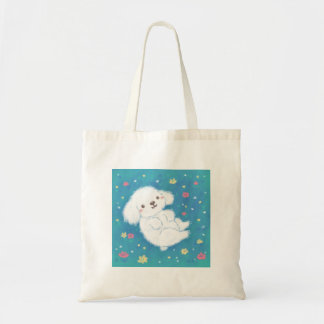Cute Puppy with Flowers Tote Bag