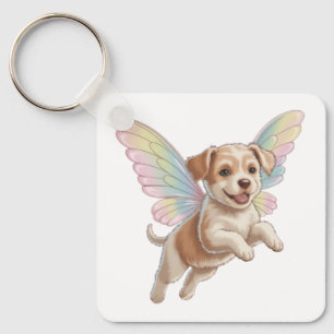 Cute Puppy with Glowing Fairy Wings — Magical Pet Keychain